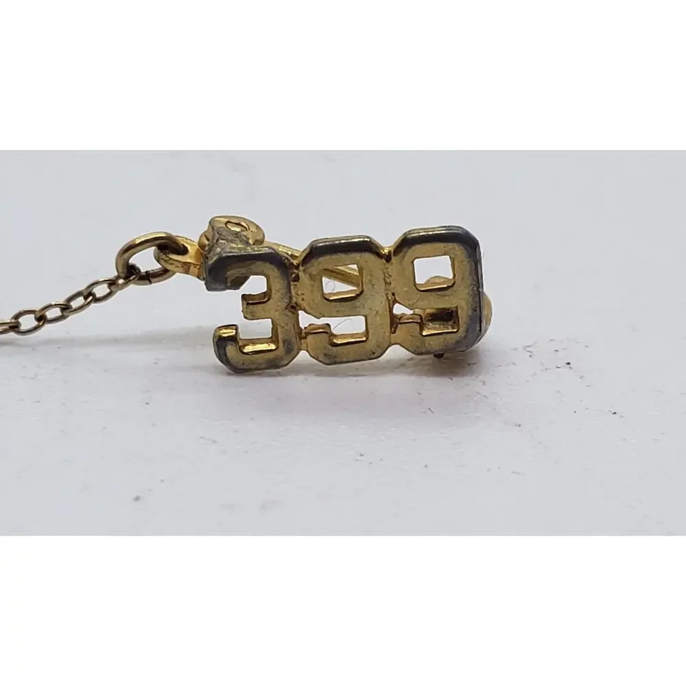 Vintage 10k Gold electroplated 399 Lapel Pin Tie Tack Number Award Retro